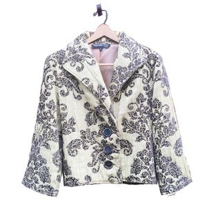 Painted Pony Jacket Green Brown Crinkle Brocade Uniquely USA L Large Vintage